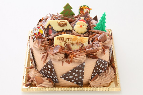 クリスマスケーキ2022 クリスマス チョコ生クリームデコレーションケーキ 4号 12cm