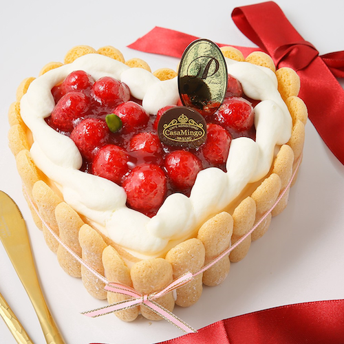 最高級洋菓子 特注ハート型シュス木苺レアチーズケーキ 14cm バレンタイン2023 ホワイトデー2023