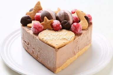 【森のケーキ屋 どんぐり】ハート型 チョコレートアイスクリームのデコレーションケーキ 5号 15cm