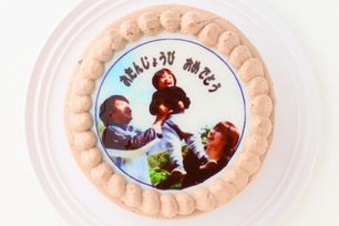 北海道産生クリームと鳳凰卵を使用した写真ケーキ チョコ生 4号  12cm
