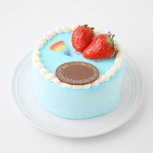 お空のような萌え断ケーキ♪ 水色クリームの6色レインボーケーキ 5号