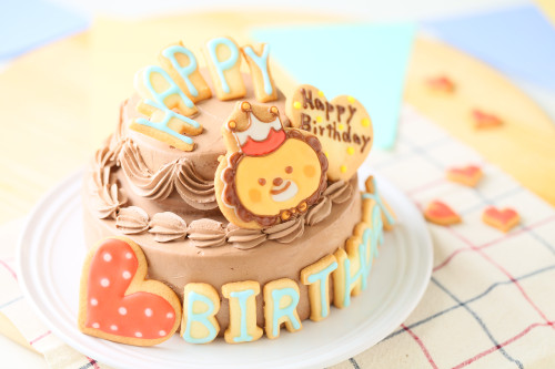 HAPPY BIRTHDAYアイシングクッキー付き イラストキャラクターデコレーションケーキ（チョコ生クリーム） 5号 15cm