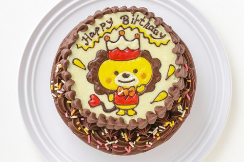 イラストデコレーションケーキ チョコ生クリーム 5号 15cm