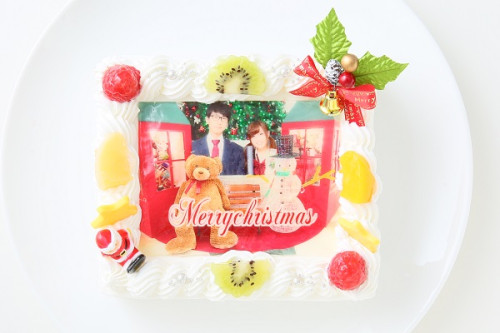 クリスマス写真ケーキ 14cm×12cm クリスマス2022