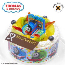 アレルギー対応 卵不使用 キャラデコお祝いケーキ きかんしゃトーマス 生クリームショートケーキ 5号 15cm cd-thomas-noegg