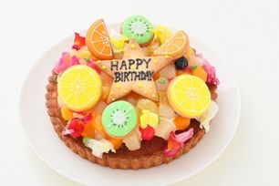 アイシングクッキー＆エディブルフラワー付きフルーツタルト 5号 15cm
