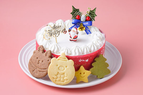 クリスマスケーキ2022 卵・乳製品・小麦除去可能 米粉の白いクリスマス 4号 （※柊ピックは赤いリボンになります） クリスマス2022