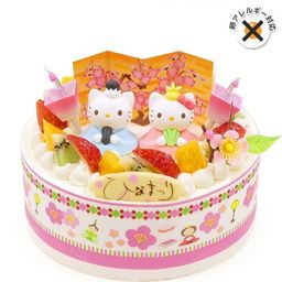 アレルギー対応 卵不使用 ひな祭りケーキ ハローキティ フレッシュ生クリームのデコレーションケーキ 5号 15cm cream-5-hina-hk-noegg ひな祭り2026