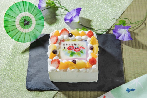 暑中見舞いケーキ（朝顔） 生 4号 12cm×12cm 