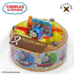 アレルギー対応 卵不使用 キャラデコお祝いケーキ きかんしゃトーマス 生チョコクリームショートケーキ 5号 15cm cd-thomas-choco-noegg