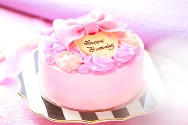 ピンクのリボンローズケーキ  5号 15cm