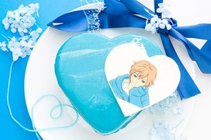 ハートのミラーケーキで推しが眩しい...! ブルー  5号 15cm