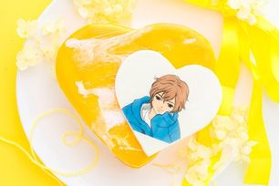 ハートのミラーケーキで推しが眩しい...! イエロー  5号 15cm