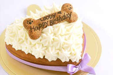 【犬用ケーキ ハート】 犬用デコレーションケーキ(人間も食べられる犬の誕生日ケーキ) 12cm×10cm