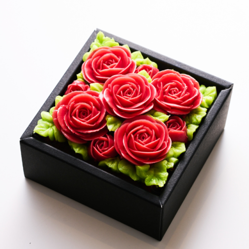 『食べられるお花のケーキ』【シャイニングレッド】Anniversaryボックスフラワーケーキ＜ミニサイズ＞