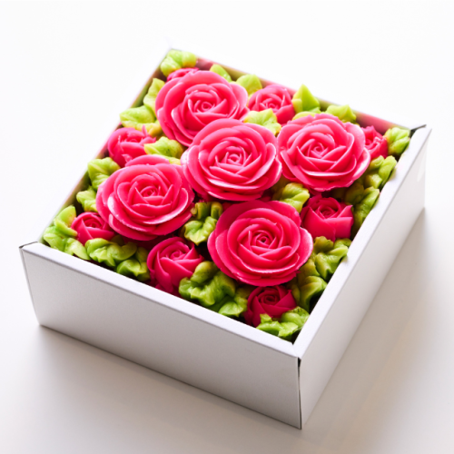 『食べられるお花のケーキ』【エレガントピンク】Anniversaryボックスフラワーケーキ