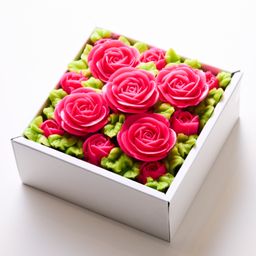 『食べられるお花のケーキ』【エレガントピンク】Anniversaryボックスフラワーケーキ