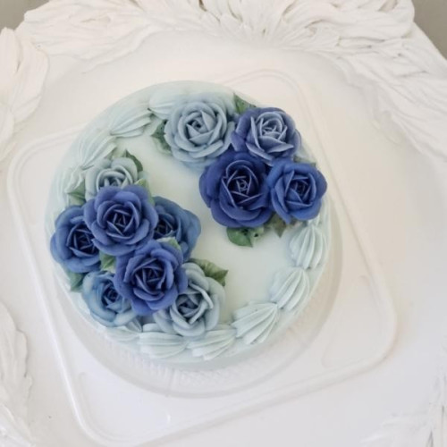 フラワーケーキ lovely rose 青 4号 12cm