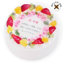 アレルギー対応 卵不使用 春のお祝い桜ケーキ メッセージプリント フレッシュ生クリームのフルーツデコレーションケーキ 4号 12cm cream-4-spring-noegg