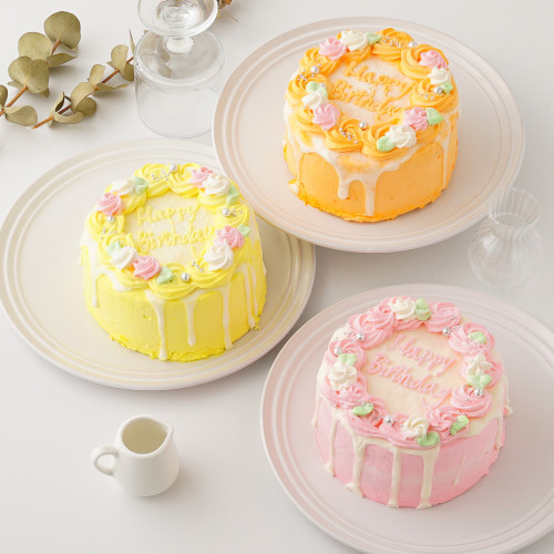 【選べる7色】北海道産の乳製品使用！ お花×ドリップのセンイルケーキ（韓国ケーキ）4号