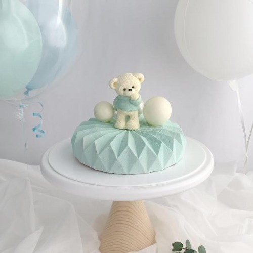 キラキラくまさんケーキ【お誕生日/ベビーシャワー/スマッシュケーキ/七五三/お祝いケーキに…】blue