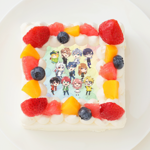 【カラフルピーチ】四角型写真ケーキ 4号 12cm