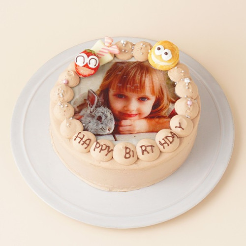 お祝いのケーキに写真を添えて(^O^)／ フォト 写真 チョコレートケーキ 6号