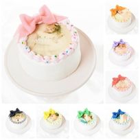 リボン付き写真ケーキ✧ 4号《選べる8色｜プリントケーキ｜センイルケーキ｜お好きなメッセージで♪》