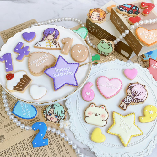 頂いた画像から製作♡お好きなデザインの手書きクッキー付♪＋数字&プレート（選べる8色♪）イラスト 写真 キャラクター ケーキに乗せるだけでオリジナルケーキの完成♪