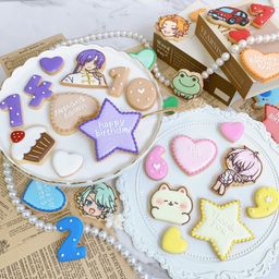 《リニューアル》頂いた画像から製作♡お好きなデザインの手書きクッキー付♪＋数字＆プレート（選べる8色♪）イラスト 写真 キャラクター ケーキに乗せるだけでオリジナルケーキの完成♪