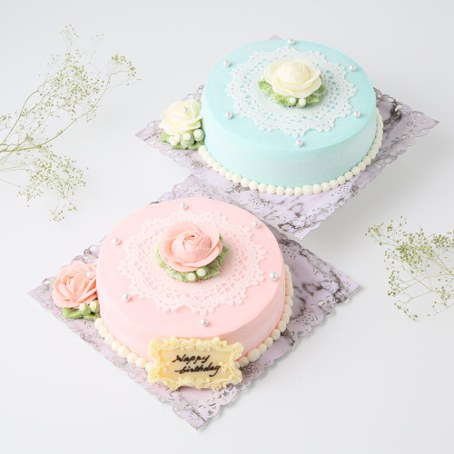 【Candy MERU】2色から選べる 美しいチーズケーキ【薔薇とシュガーレースのケーキ 5号サイズ 15cm】