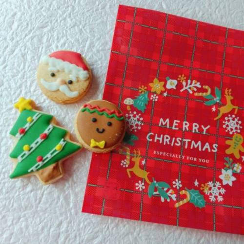 【クリスマス2022】アイシングクッキープチギフト×３袋セット（サンタ）
