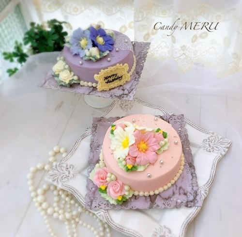 2色から選べる 美しいチーズケーキ【ユリとシュガーレースのケーキ 5号サイズ】