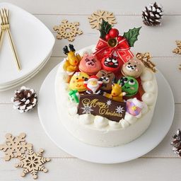 動物マカロンの生クリームデコXmas 動物マカロン6個付き 5号 15cmクリスマス2025