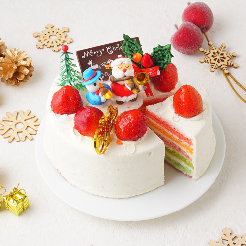 【お菓子工房アントレ】クリスマスレインボーケーキ 5号