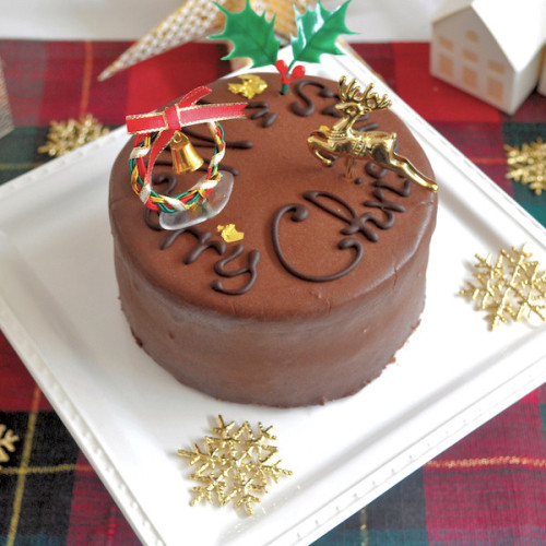 クリスマスチョコレートデビルケーキ 4号《グルテンフリー・ヴィーガン》《小麦・卵・乳・大豆・白砂糖不使用》《ヴィーガンクリスマスケーキ》