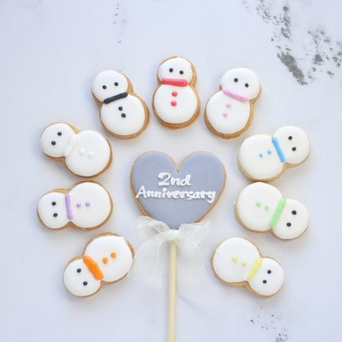 【 snow man 9枚＋ハートプレート1枚】アイシングクッキーセット