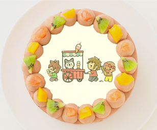 【ぽこにゃん】丸型写真チョコレートケーキ 3号 9cm