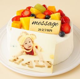 写真ケーキ 生デコ フルーツデコレーション 4号 12cm
