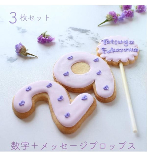 【数字＋プロップス】アイシングクッキー3枚セット