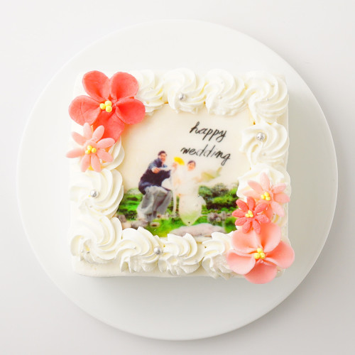 お花の色が選べる！お花の写真ケーキ 5号 15cm×15cm