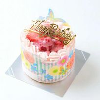 ピンク色生クリーム苺味 苺サンド 北海道の生クリーム・小麦粉・バター100％使用 3号（直径約9cm）お急ぎ便対応（キャンドル＋ポストカード）  お試し価格品