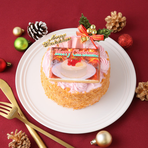 【お好きな画像でお作りします】クリスマス写真クッキーケーキ ストロベリー 4号 クリスマス2022