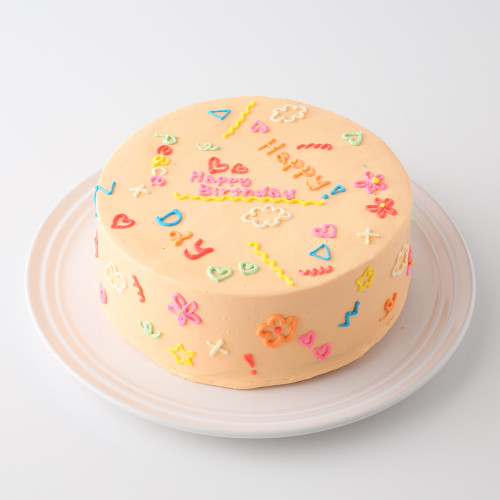 色が選べる韓国風落書きケーキ 4号《センイルケーキ》