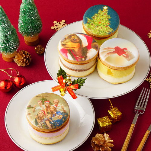 【お好きな画像で楽しめる！】クリスマスどら焼きケーキ（直径8cm） 4個入（プリントアイシングクッキー付） クリスマス2022