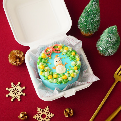 クリスマスランチボックスケーキ リース 10cm 1 【デザインが選べる/センイルケーキ】クリスマス2022