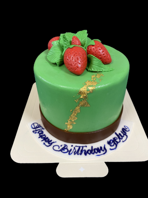 小さなフォンダンケーキ「いちごのケーキ」1段 4号（12cm）高さ9cm