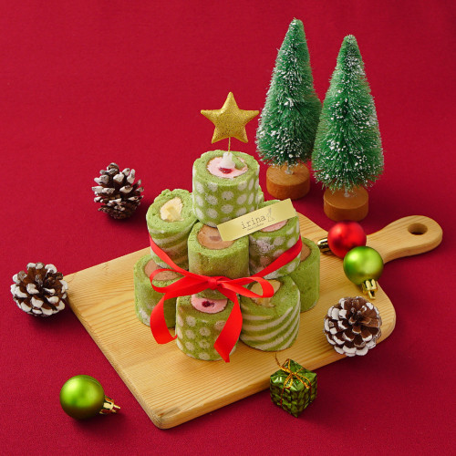 【まるでツリーのようなロールケーキ】クリスマス3種ロールケーキタワーキット3段（12個入）クリスマス2022