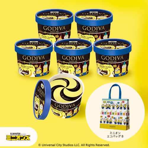 【GODIVA】【オンラインショップ限定・送料込】アイス チョコレートバナナ6個＆ミニオン エコバッグ B