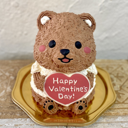 バレンタイン♡ガナッシュクリームのにっこりクマさん 立体ケーキ 5号 くま 動物ケーキ バレンタイン2023